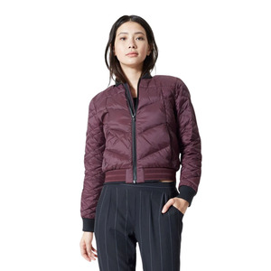 Women's Quilted Bomber <b>Jacket</b> Solid Color Full Sleeve Zipper Closure Stand Collar Short Length Autumn Wear - Product Image 1