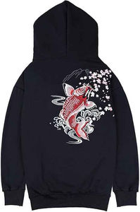 เสื้อฮู้ดผู้ชายแบบใหม่ขายส่ง ผ้าฟลีซหนานุ่ม ปักลายมังกร ผ้าโพลีเอสเตอร์/คอตตอน มีกระเป๋า สำหรับฤดูหนาว 2 ชิ้น - Product Image 2