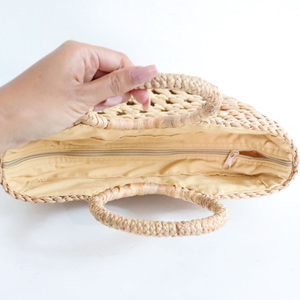 Vente en gros sac de plage fourre-tout rond personnalisé sac d'été en jacinthe d'eau pour femmes sac d'été en rotin bambou jonc de mer - Product Image 3