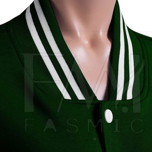 Manches en cuir de corps de laine imprimées de logo personnalisé professionnel Letterman blanc avec le traitement tricoté tissé - Product Image 4