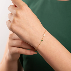 Pulsera Personalizada con Letra y Piedra <span class=keywords><strong>de</strong></span> Nacimiento Chapada en Oro, Cadena Informal/Deportiva <span class=keywords><strong>de</strong></span> <span class=keywords><strong>Acero</strong></span> <span class=keywords><strong>Inoxidable</strong></span> para Mamá, Regalo Perfecto para Aniversario <span class=keywords><strong>HOYA</strong></span> - Product Image 6