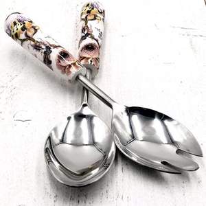 Ensemble de couverts au design unique en acier inoxydable avec poignée de travail en émail, parfaits pour les repas à la maison et les ustensiles de cuisine. - Product Image 2