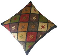 Handgefertigter Traditioneller Boho Vintage Quadratischer Gewebter Baumwoll-Kissenbezug Durry Kilim Design Maßgefertigt für Heim- und Hotelgebrauch Antistatisch