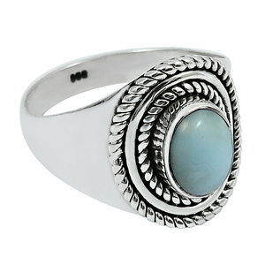 Vente chaude Exportation Qualité Naturel Larimar Gemstone 925 Sterling Silver Ovale Forme Anneau Conception Personnalisée Bijoux Fabricant Inde - Product Image 1