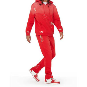 Sweat à capuche imprimé de logo personnalisé Pull Over Hoodies Men Flare Stacked Sweatpants Sun Faded Sweatsuit For Cheap Price Tracksuit - Product Image 6