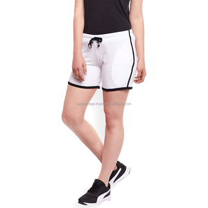 กางเกงกีฬาขาสั้นผู้หญิงขาสั้นครึ่งสีทึบกางเกงลำลองทรงหลวมห้าสายรัดเอวยางยืดมีกระดุมฤดูร้อน - Product Image 3