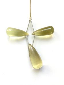 Quartz citron naturel lisse en gouttes, 3 pièces, naturel, pour la fabrication de bijoux fins, pierre précieuse - Product Image 2