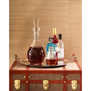 Bandeja de Madera Premium con Diseño de Hojas Metálicas Hechas a Mano, Bandeja con Detalles en Pan de Oro Fabricada por Zahid Exports en India, Gran Mayorista - Product Image 2