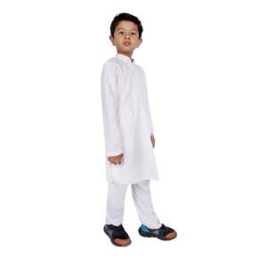TRILOKI Kids <b>Kurta</b> Set for Boys White Rayon Indian Traditional Ethnic Wear Sequined Embroidery Pakistani Dress Style Made <b>Silk</b> - Product Image 3