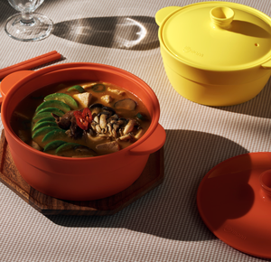Piroscafo a microonde con coperchio circolare in Silicone-grande
