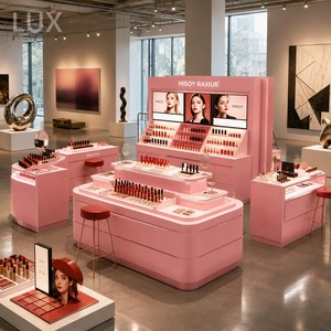 Servicio de Diseño de Tiendas LUX Commercial Retail: Muebles de Exhibición con Acabado Cepillado para Boutiques de Maquillaje - Product Image 1