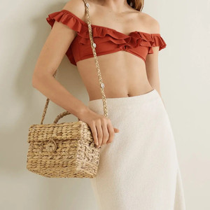 Haute couture écologique jacinthe d'eau tissé à la main femmes sac à bandoulière Vintage Preppy Style paille sac chaînes en gros Vietnam - Product Image 2