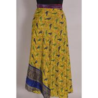 Jupe portefeuille magique pour femme Jupe longue réversible à 2 couches, style Art Silk Sari, robe courte vintage multicolore en poly soie