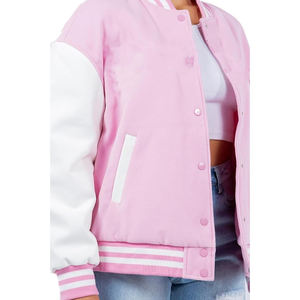 Chaqueta universitaria corta para mujer de la mejor calidad, estilo callejero estampado con cuello de punto acanalado hecho de tela Premium - Product Image 2
