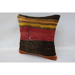 Coussin décoratif tissé en laine à rayures florales vintage rouge 12x12 pouces pour salon ou voiture literie imprimée carrée - Product Image 3