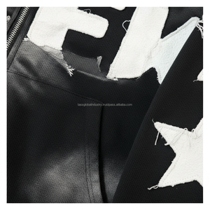 Sweat à capuche thermique zippé pour homme, 100% coton, coupe ample, style vintage Y2K, délavé au soleil, effet usé, avec patch brodé personnalisé surdimensionné - Product Image 4