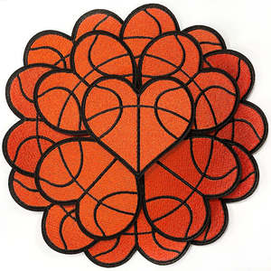Parche de Baloncesto Sport 8 con Diseño de Corazón Bordado en Naranja para Fanáticos del Deporte - Product Image 1
