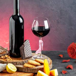 Chaussure à talons hauts, verre à vin transparent en cristal, ballon rouge, long pied, durable, écologique, 300 ml, mariage, fête, restaurant - Product Image 2