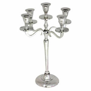 Meilleure qualité d'exportation Candélabre à 5 bras Artisanat Bougeoir vintage en aluminium avec finition argentée pour décoration de table de mariage - Product Image 2