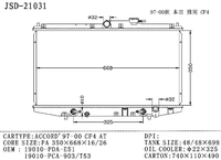 Radiateurs de système de refroidissement JD 21031 pour HONDA ACCORD 2003-2005, radiateur 19010-PDA-E51, 19010-PCA-903, radiateur d'huile T53