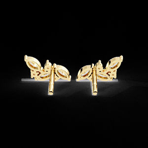 Boucles d'oreilles élégantes en diamant Moissanite pour mariage en grappe Boucles d'oreilles en or 14 carats Marquise et diamant rond - Product Image 5