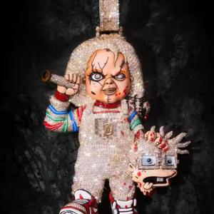 Pendentif en moissanite glacée VVS pour homme avec chaîne personnalisée qui brille dans le noir, charme hip-hop raffiné pour lui, bijoux certifiés, cadeau - Product Image 2