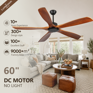 60 Inch Solid Wood <b>Ceiling</b> Fan No <b>Light</b> <b>Remote</b> <b>Control</b> DC Motor Modern <b>Ceiling</b> Fan for Living Room Patio - Product Image 1
