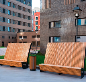 Contemporary Outdoor Wooden <b>Bench</b> With Integrated Planter Eco-Friendly Design - Product Image 4