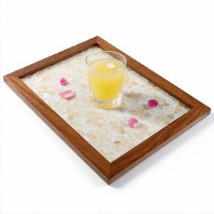 Luxury Handmade Bone Inlay Resin and MDF Serving <b>Tray</b> with Metal Handle Best Price <b>Catering</b> <b>Tray</b> by Faizacraft Decorative - Product Image 2