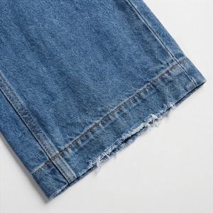 Pantalons pour femmes respirants et tendance, pantalons cargo décontractés en denim, jeans à jambes larges, couleur personnalisée, streetwear élégant, bas pour femmes - Product Image 6