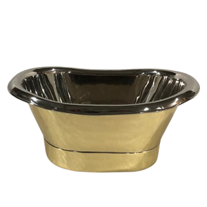 Venta al por mayor de lujo sólido hecho a mano de latón puro independiente bañera de pie niquelado cobre bañera de latón por fabricante indio - Product Image 1