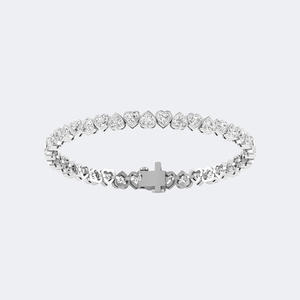 Bracelet tennis en forme de cœur 8,00 CTW en or 14 carats avec diamants de laboratoire cultivés, bijou romantique pour femme, couleur D, 7 pouces, fermoir sécurisé - Product Image 4