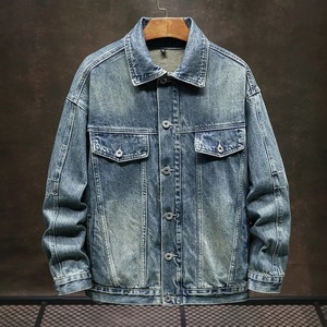 2024 hommes à la mode classique Denim veste meilleure qualité rétro lavé manteau avec col Long hiver rue travail nouveau Style automne manteau - Product Image 3