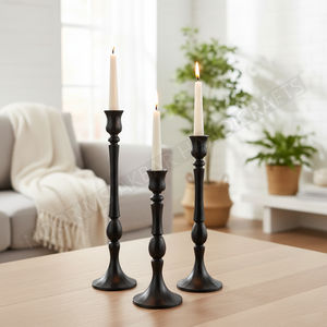 Soporte de vela de Metal decorativo de aluminio negro de lujo de diseño moderno soporte de estilo niquelado decoración del hogar de boda calidad de exportación - Product Image 4