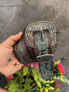 เข็มขัดหนังสีเทอร์ควอยซ์ทันสมัย,มาใหม่เข็มขัดหัวหนัง - Product Image 5