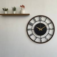 Jam Dinding Mekanik Kayu Rustic Eropa Vintage 12-Inci, Tampilan Jarum MDF, Desain Antik Sederhana, Art Deco, Dekorasi Rumah Diwali
