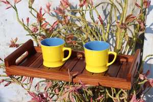 Plateau moderne en bois de noyer pouf avec poignées plateau de service pour la décoration de salon idée cadeau pour la maison - Product Image 5