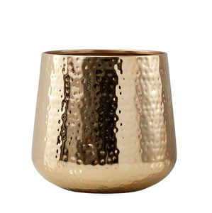 Vase de style luxe martelé à la main avec pots en métal à impression personnalisée et décoration de table centrale de jardinière - Product Image 6