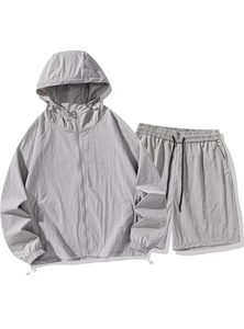 Conjunto de Sudadera con Capucha y Pantalones de Chándal Unisex Vintage de Color Liso con Cremallera, Parche Personalizado, Lavado Ácido y Logotipo Frontal - Product Image 1