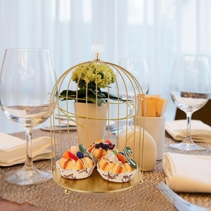 Birdcage Cupcake Soporte de exhibición de servicio clásico Elegante almacenamiento dorado para comida Boda Fiestas de cumpleaños Postre Pasteles Frutas - Product Image 6