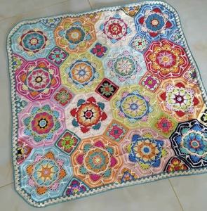 Handmade Crochet Cozy <b>Blanket</b> Chunky Yarn Floral Scarf Cotton <b>Throw</b> <b>Knitted</b> Shawl Quilt Carpet Bedspread Braided <b>Blanket</b> - Product Image 6