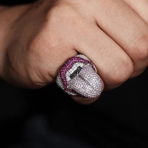 Bague Lick Death en argent sterling 925 plaqué argent, avec moissanite VVS, style vintage, glacée, pour rappeur, hip-hop, mariage, fête - Product Image 4