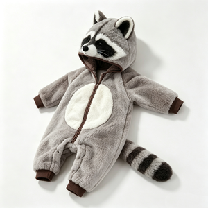 Pelele de peluche de mapache personalizado con capucha y relleno de algodón PP para recién nacidos, disfraz de animal de Navidad, mono. - Product Image 1