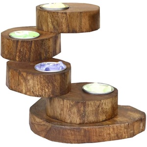 Porte-bougie en bois de manguier TQC, fait main, écologique, pour la maison, les hôtels, les restaurants, les cafés - Décoration de table de Noël très vendue - Product Image 2