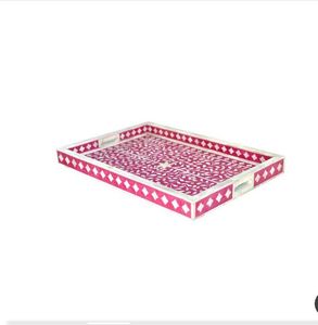 Plateau d'incrustation d'os à l'occasion de Noël avec motifs floraux Plateau de service en incrustation d'os pour la maison et l'hôtel - Product Image 2