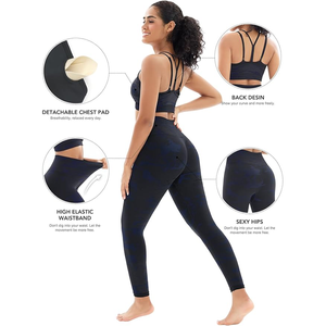 ชุดโยคะของผู้หญิงกางเกงเลกกิ้งผ้ายืดพร้อมโลโก้ขนาดใหญ่พิเศษแบบแห้งเร็วสั่งผลิตได้ตามต้องการ - Product Image 5