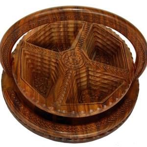 "Cesta de fruta seca de madera plegable en forma de manzana grande frutero plegable hecho a mano estilo Oden bandeja de madera para aperitivos Cocina - Product Image 1