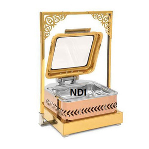Hand Engraving Pure Brass Gold Plated <b>Catering</b> Serving Chafing Dish Hotel Dinner Party Decoration Food Serving Chafing Dish - Product Image 6