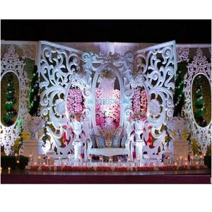 Finition blanche élégante FRP cadres de décoration de scène de mariage élégants panneaux de toile de fond de mariage FRP pour scène de mariage décor indien scène royaume-uni - Product Image 1