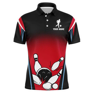 Camisetas de Polo de Bolos Sublimadas con Estampado Personalizado, 100% Poliéster, Secado Rápido, Impermeables, Personalizables para Equipos Masculinos - Product Image 5